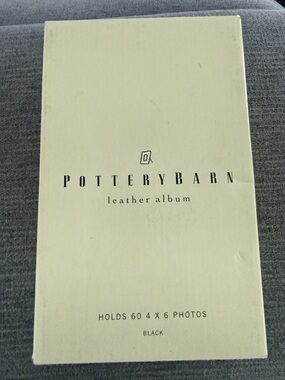 Pottery Barn Black Leather  PHOTO ALBUM Holds 60 Photos 4" x 6"